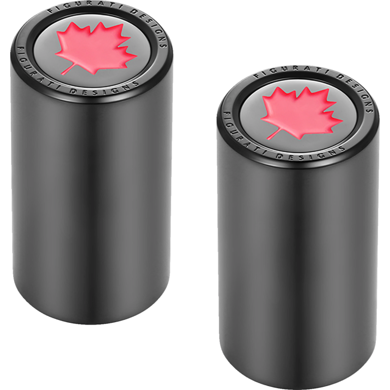 FIGURATI DESIGNS RED MAPLE LEAF DOCKING COVERS BLACK 25X46MM FD03-25.2/46.5-BK