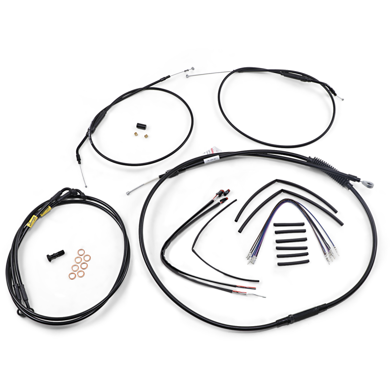 BURLY BRAND CABLE KIT - JAIL BAR - 12" HANDLEBARS - BLACK VINYL B30-1200