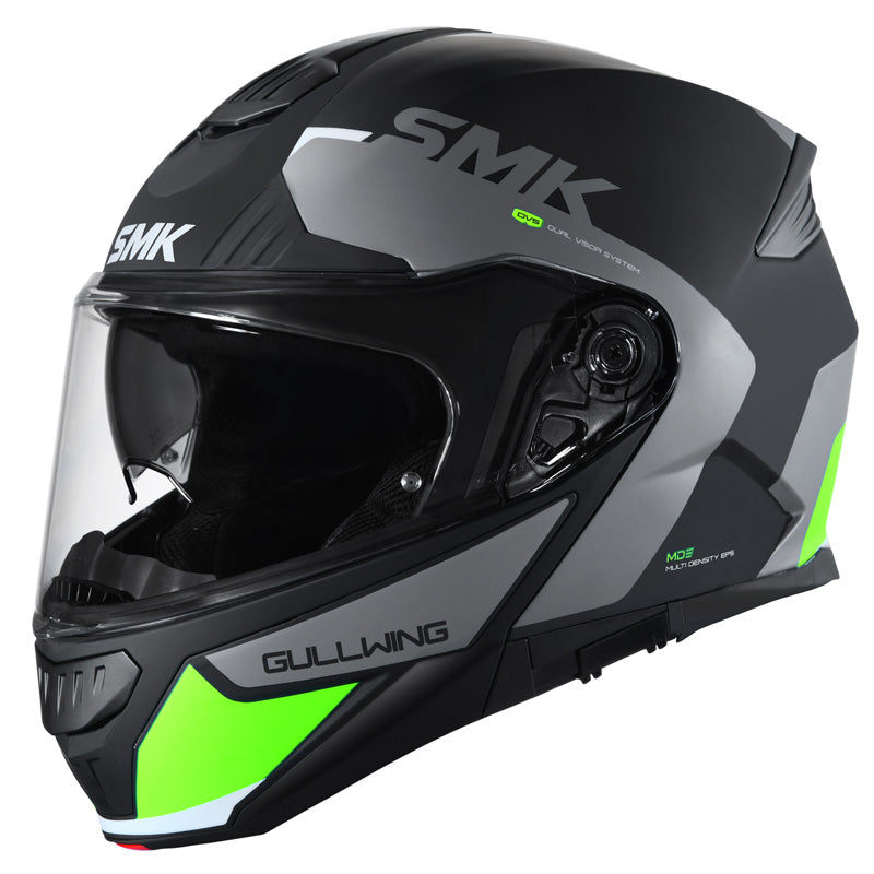 SMK HELMETS (L) GULLWING KRESTO MAT BLK/GREY/YEL DOT ECE LG 1000084091