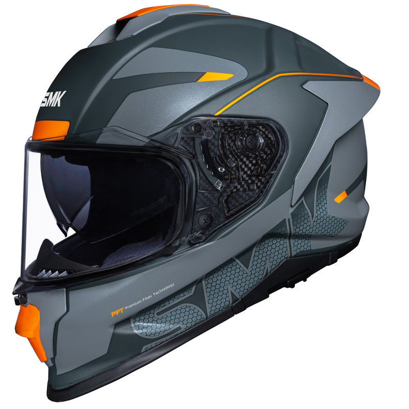 SMK HELMETS (L) TITAN PFT FIREFLY MAT GREY/GREY/ORG DOT ECE LG 1000031204