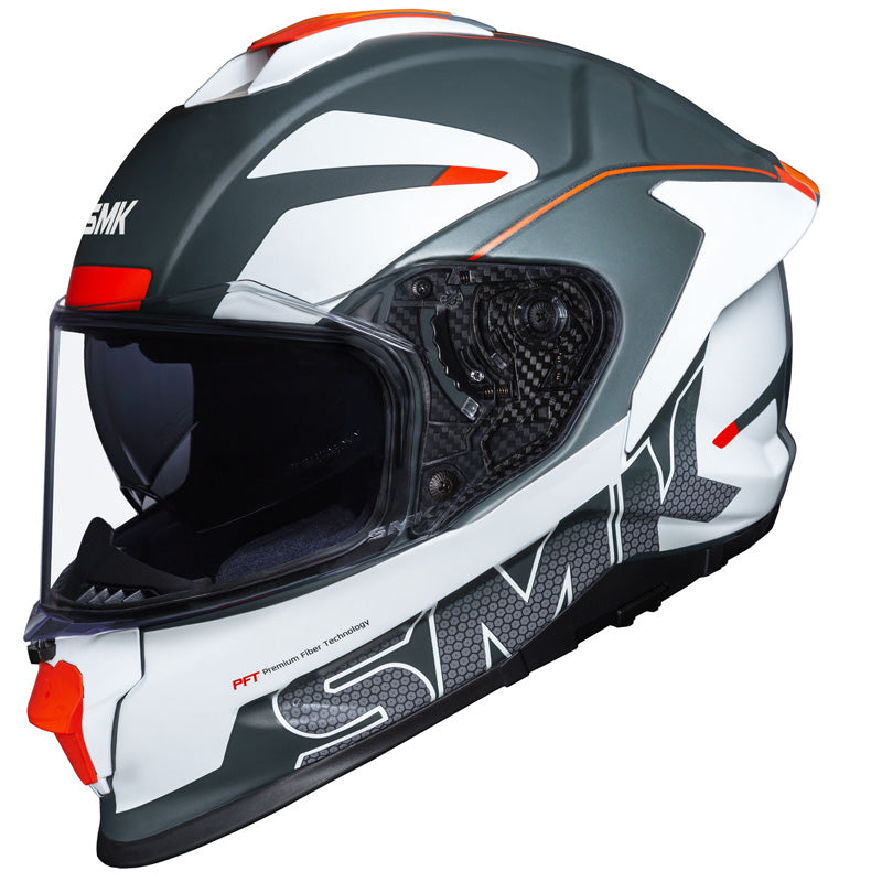 SMK HELMETS (L) TITAN PFT FIREFLY MAT GREY/WHT/RED DOT ECE LG 1000031198