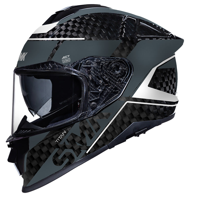 SMK HELMETS (L) TITAN CARBON NERO GLO BLK/GREY/WHT DOT ECE LG 1000067600