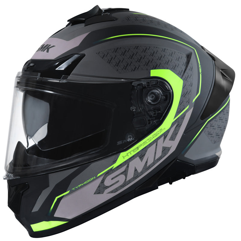 SMK HELMETS (L) TYPHOON RD1 MAT BLK/GREY/YEL DOT ECE LG 1000031353