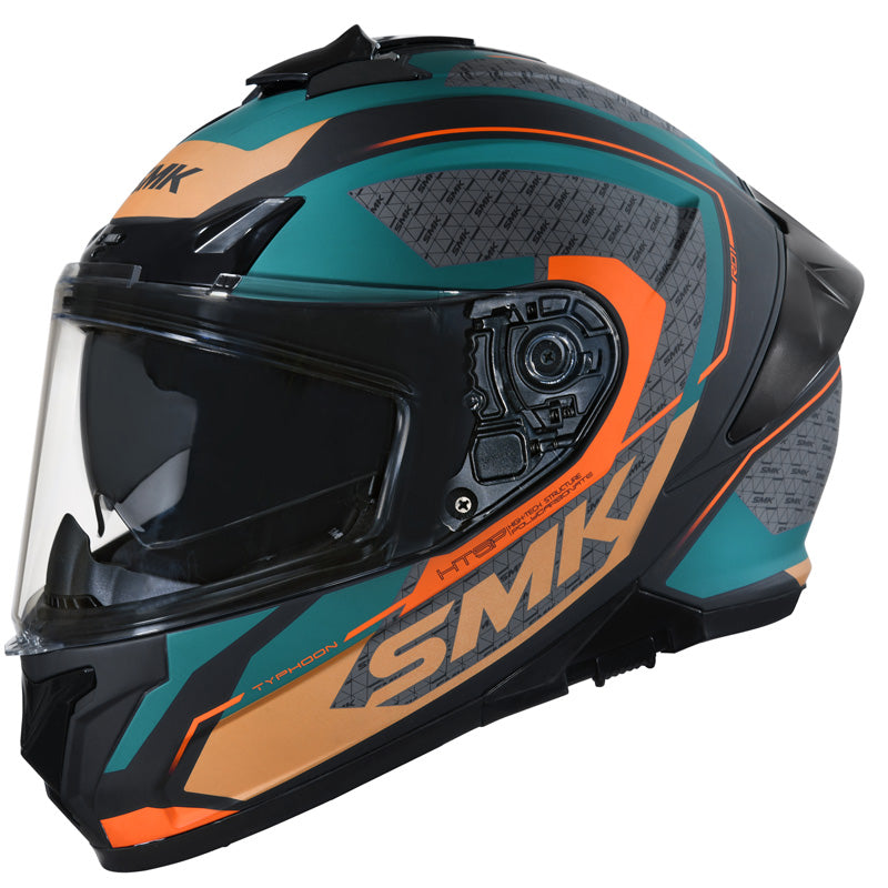 SMK HELMETS (L) TYPHOON RD1 MAT BLK/GRN/ORN DOT ECE LG 1000031358