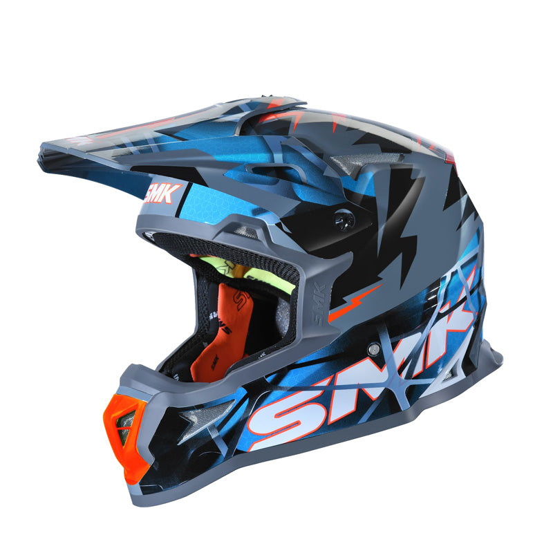 SMK HELMETS (L) ALLTERRA FULMINE GLO GREY/BLUE/WHITE DOT ECE 1000032012