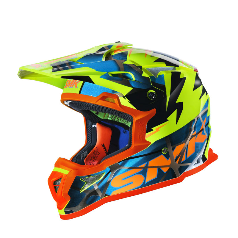 SMK HELMETS (L) ALLTERRA FULMINE GLO YEL/BLUE/ORG DOT ECE LG 1000032017