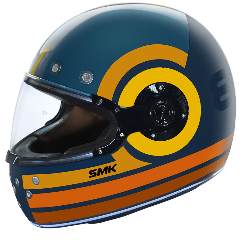 SMK HELMETS (L) RETRO RANKO GLO BLUE/ORG/YEL DOT ECE LG 1000031434