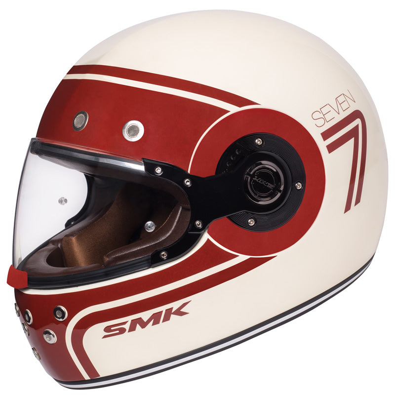SMK HELMETS (L) RETRO SEVEN GLO WHT/RED DOT ECE LG 1000031449