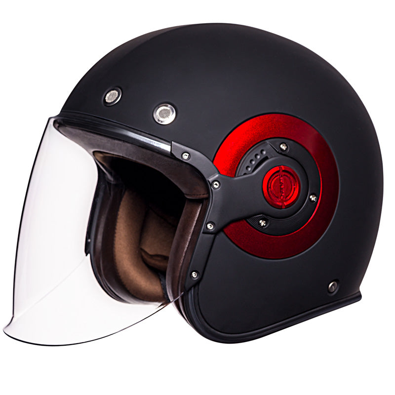 SMK HELMETS (L) RETRO JET MAT BLK/RED DOT ECE LG 1000031474