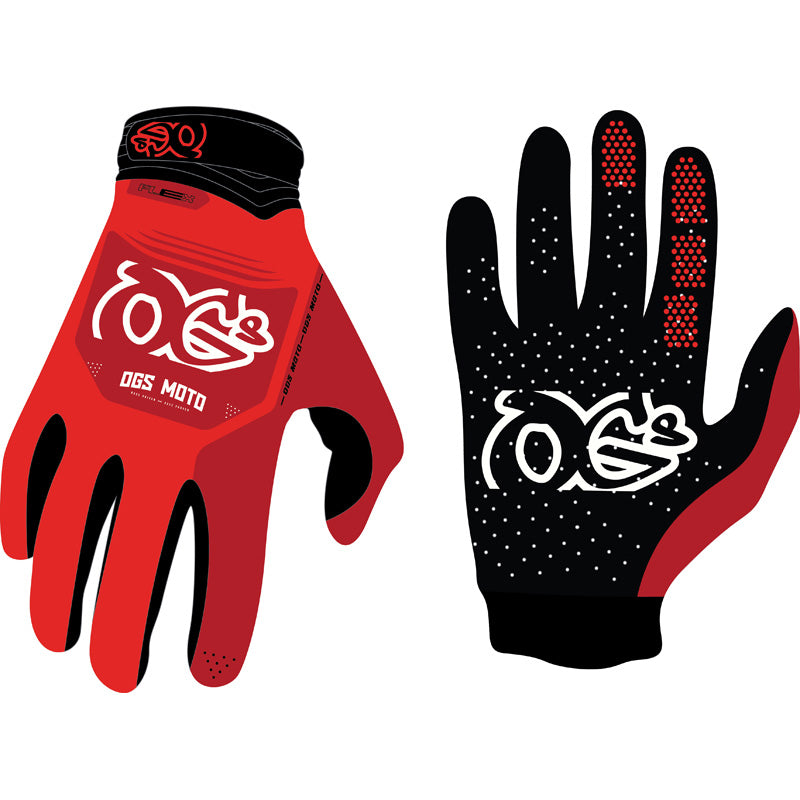 OGS FLEX MX GLOVES RED (L) RED-FG-26-ALG