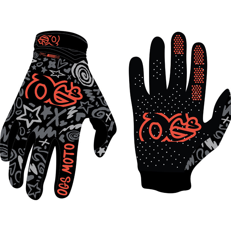OGS FLEX MX GLOVES DOODLE/PUNK (L) PNK-FG-26-ALG