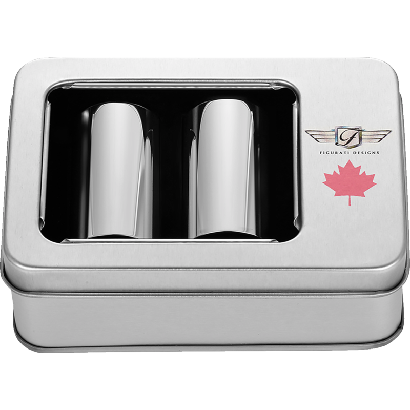 FIGURATI DESIGNS RED MAPLE LEAF DOCKING COVERS SILVER 25X46MM FD03-25.2/46.5-SS