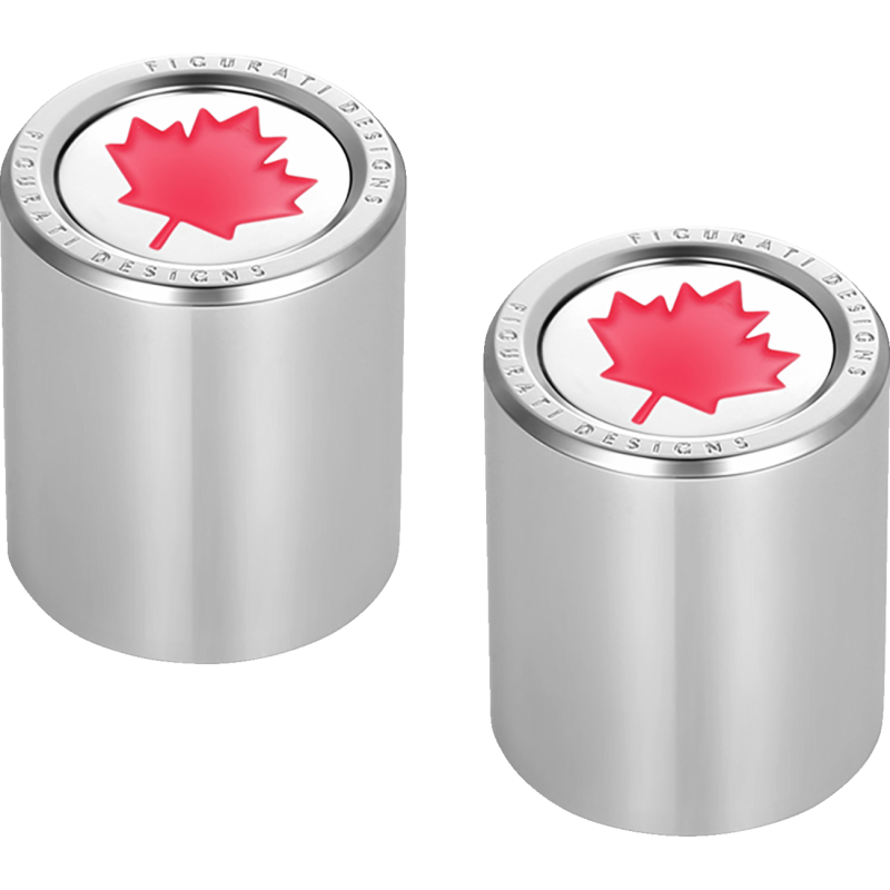 FIGURATI DESIGNS RED MAPLE LEAF DOCKING COVERS SILVER 25X32MM FD03-25.2/32-SS