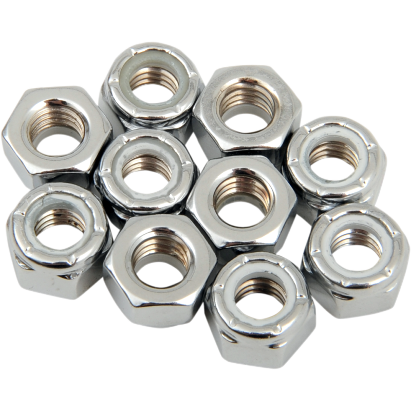 DRAG SPECIALTIES 5/16-18 NYLOCK HEX NUT(10) CY-CHROME MPB275