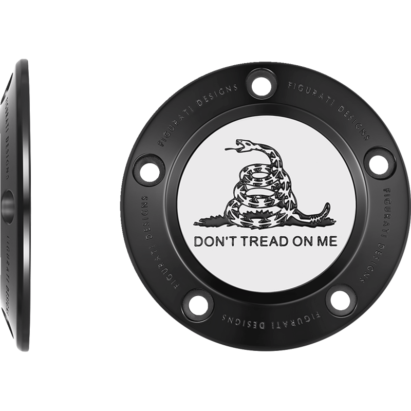 FIGURATI DESIGNS TIMING COVER BLACK WITH DON'T TREAD ON ME, 5-HOLE FD40-TC-5H-BLK