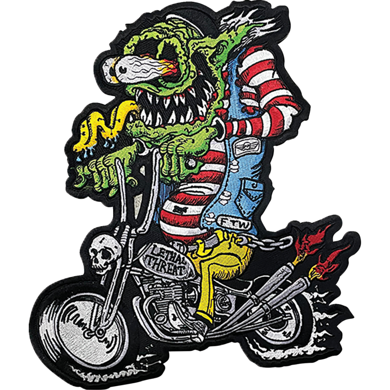 LETHAL THREAT MONSTER BIKER EMBROIDERED PATCH - LARGE LT30252