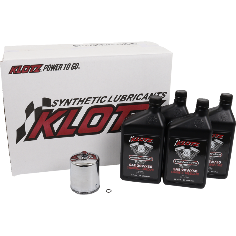 KLOTZ OIL BASIC 4 QUART SYNTHETIC ENGINE OIL AND CHROME FILTER KIT KH-105