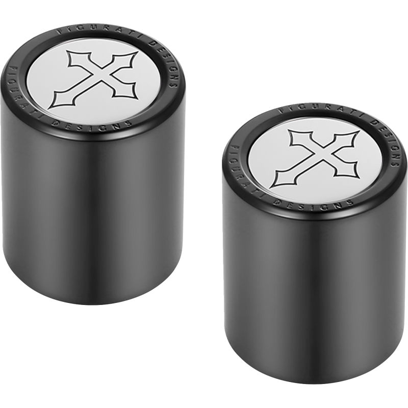 FIGURATI DESIGNS ND MAG DOCKING COVERS BLACK WITH CROSS 25.2X32MM FD41-DC-25.2/32-BLK