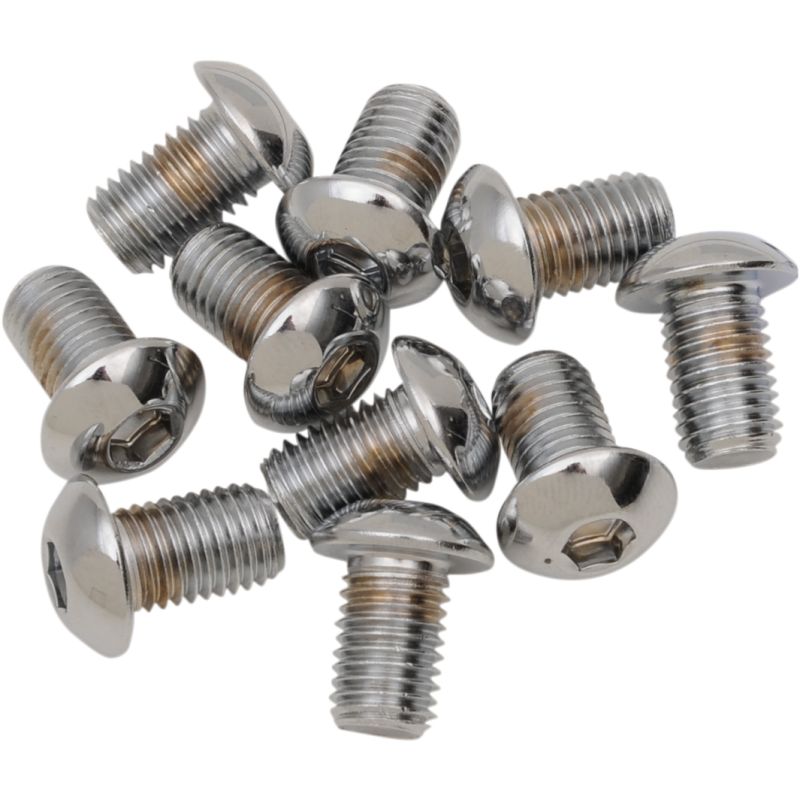 DRAG SPECIALTIES 5/16-24*1 BUTTON HD SCREW(10) CY-CHROME MPB406