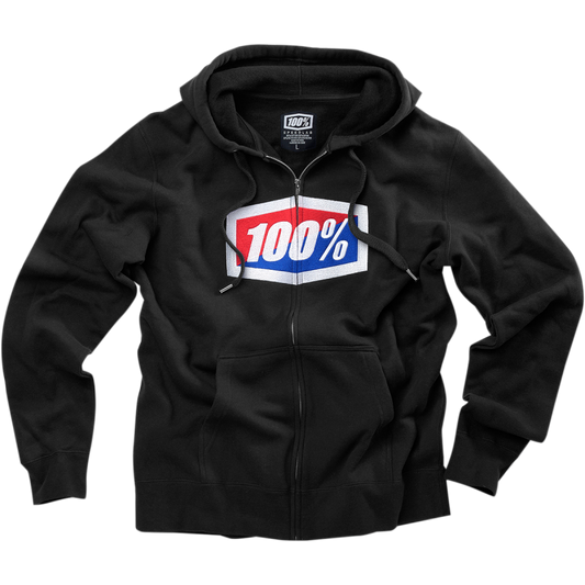 100% OFFICIAL ZIP HOODY 100% BLACK SM 20032-00010