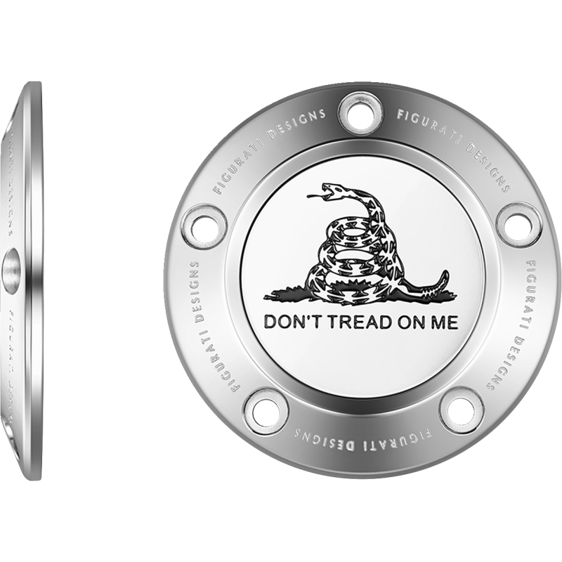 FIGURATI DESIGNS TIMING COVER SILVER WITH DON'T TREAD ON ME, 5-HOLE FD40-TC-5H-SS