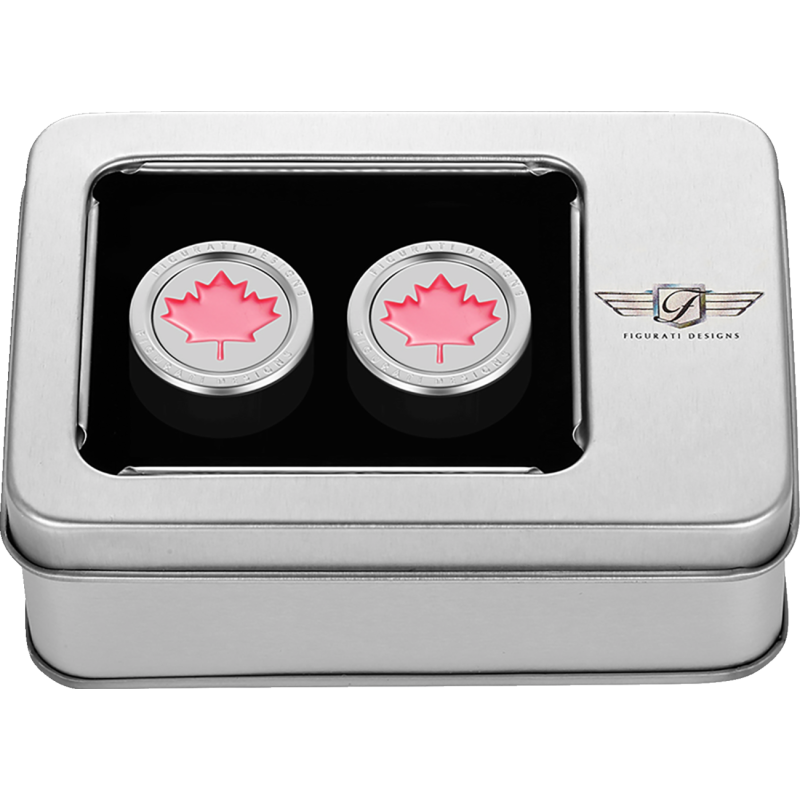 FIGURATI DESIGNS RED MAPLE LEAF DOCKING COVERS SILVER 27X32MM FD03-27.2/32-SS
