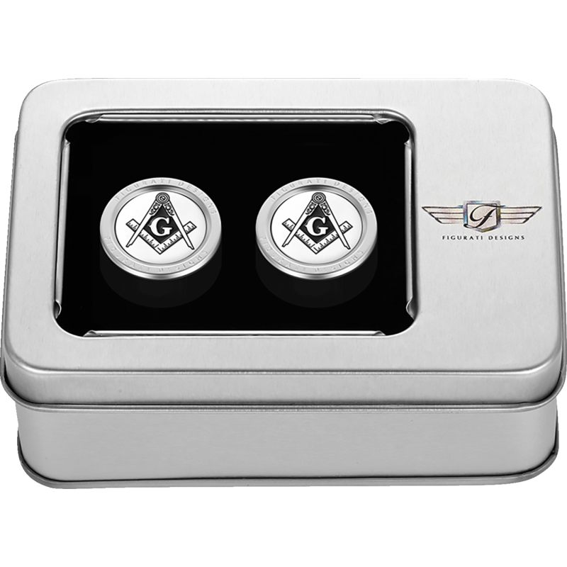 FIGURATI DESIGNS ND MAG DOCKING COVERS SILVER WITH MASONIC 25.2X32MM FD42-DC-25.2/32-SS