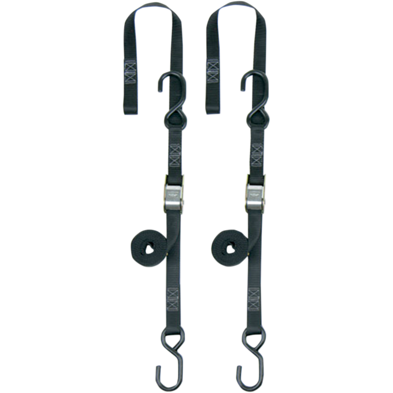 POWERTYE MFG. 1" SOFT TYE TIE DOWNS BLACK/BLACK (PR) 23622
