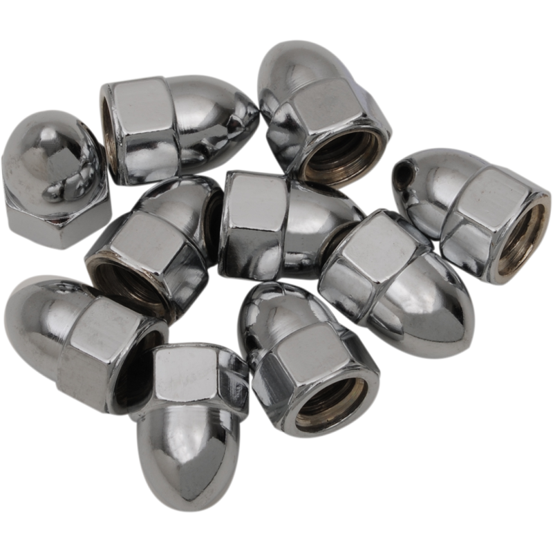 DRAG SPECIALTIES 7/16-14 CHRM ACORN NUTS(10) CY-CHROME MPB109