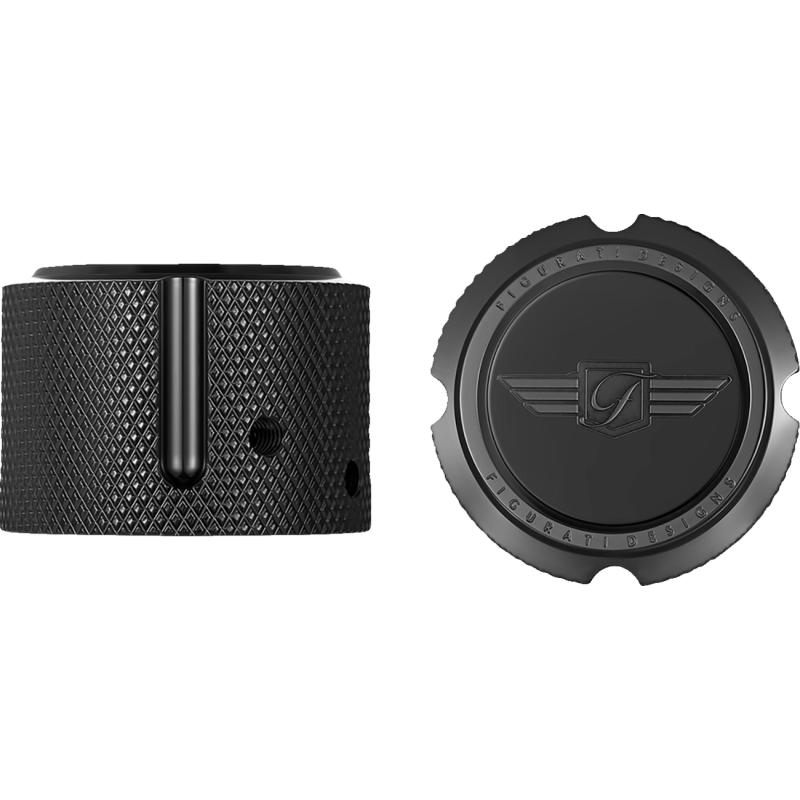 FIGURATI DESIGNS FRONT AXLE NUT COVERS BLACK WITH FIGURATI DESIGNS LOGO FD01-FAC-BLK