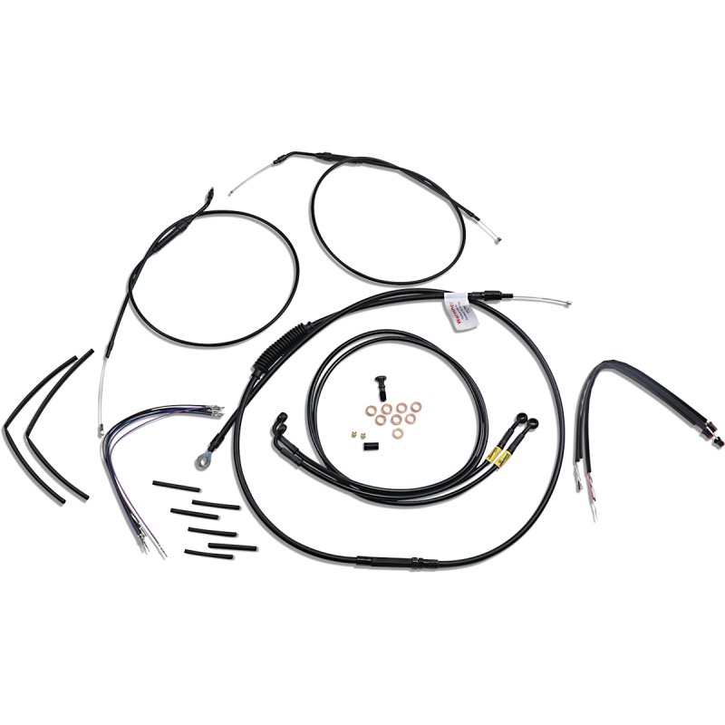BURLY BRAND CABLE KIT - JAIL BAR - 14" HANDLEBARS - BLACK VINYL B30-1201