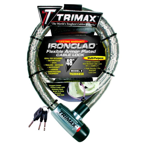TRIMAX LOCKING CABLE IRONCLAD 48"X26MM TG3048SX