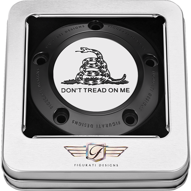 FIGURATI DESIGNS TIMING COVER BLACK WITH DON'T TREAD ON ME, 5-HOLE FD40-TC-5H-BLK