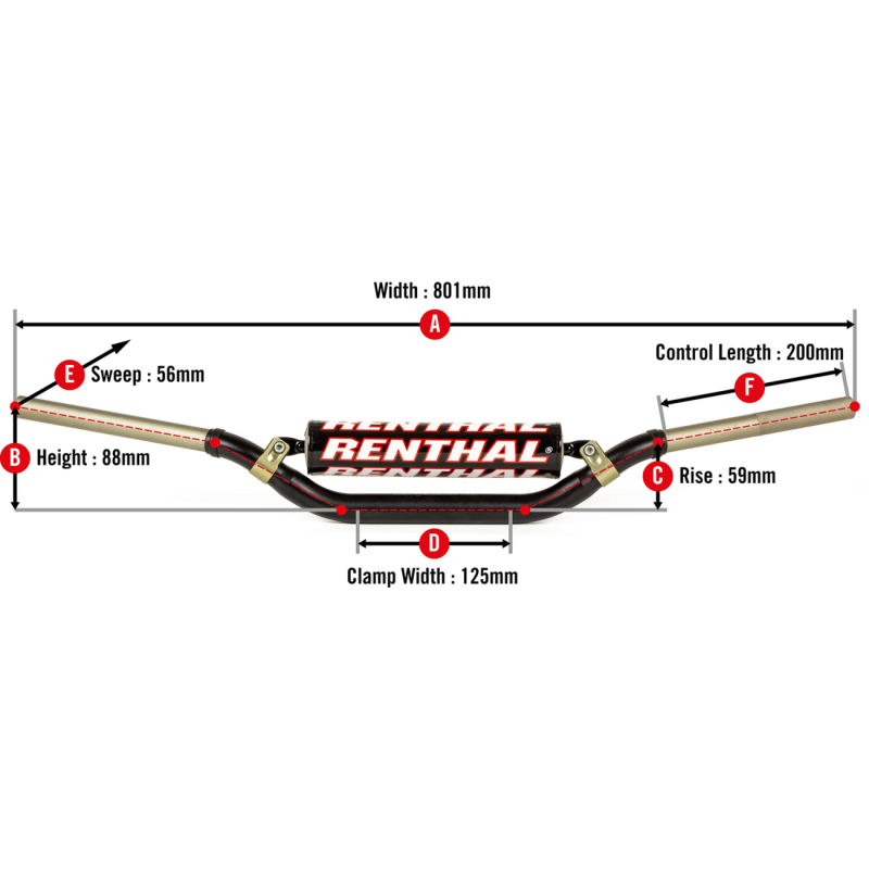 RENTHAL RENTHAL TWINWALL HANDLEBAR BLACK 990 990-01-BK-07-185