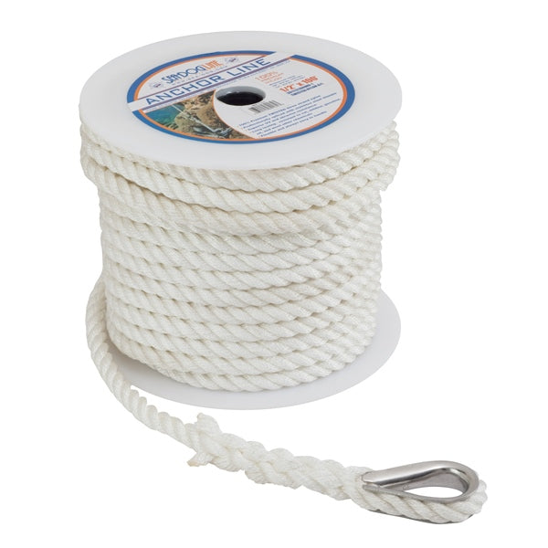 SEADOG TWISTED NYLON ANCHOR LINE 1/2"X150  WH 301112150WH-1