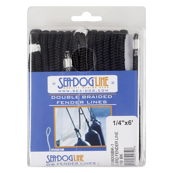 SEADOG DBLE BRAIDED FENDER LINE 1/4  X6  BK 302106006BK-1
