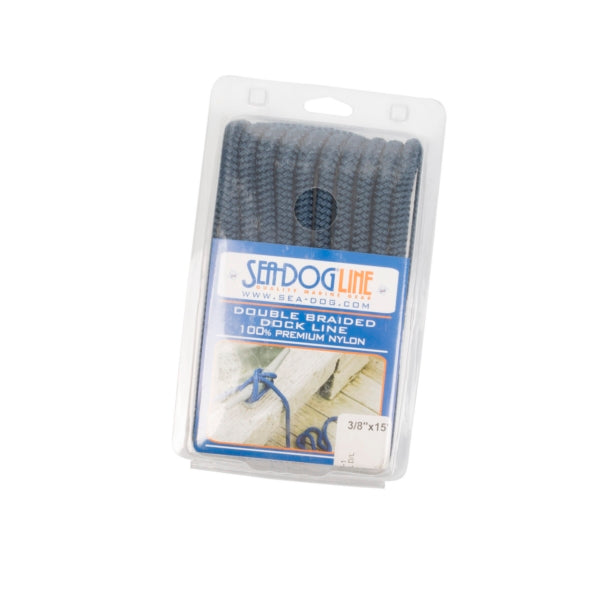 SEADOG DBLE BRAID NYL DOCK LINE 3/8"X15  NAVY 302110015NV-1