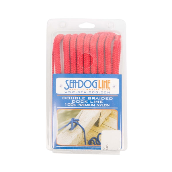 SEADOG DBLE BRAIDED NYL DOCK LINE 3/8"X15  RD 302110015RD-1