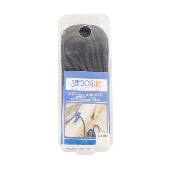 SEADOG DBLE BRAIDED NYL DOCK LINE 3/8"X50  BK 302110050BK-1