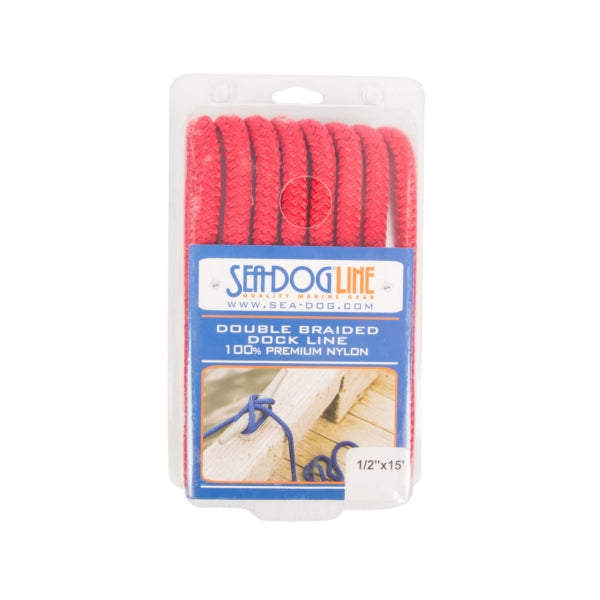 SEADOG DBLE BRAIDED NYL DOCK LINE 1/2"X15  RD 302112015RD-1