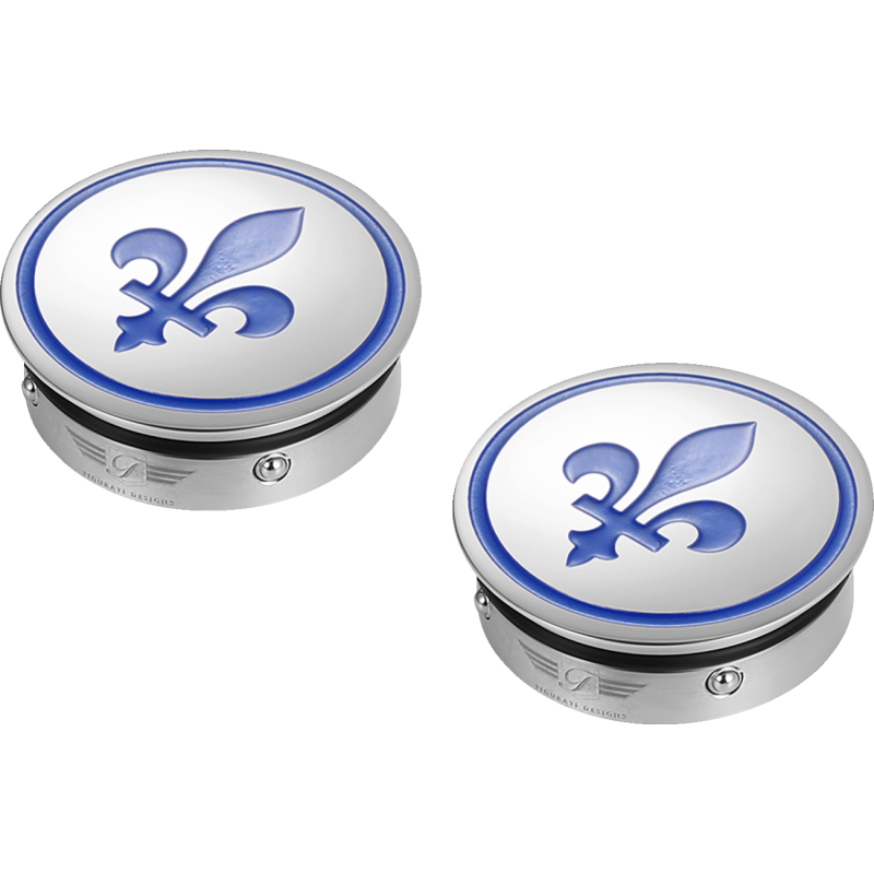 FIGURATI DESIGNS BLUE FLEUR-DE-LIS SWING ARM COVER SILVER FD05-SS
