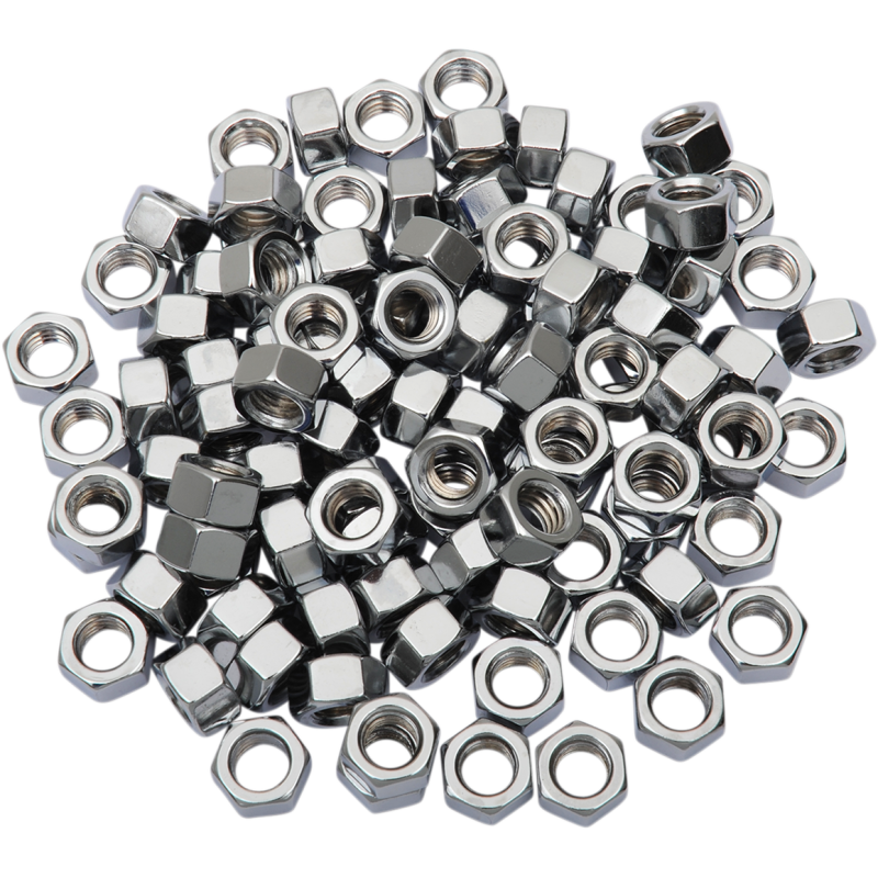 DRAG SPECIALTIES 5/16-24 FINE CHRM HEX NUTS(100)CY-CHROME MPB166