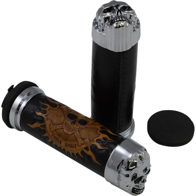 DRAG SPECIALTIES SKULL GRIPS W/ PLAIN EYES (PR) DS-243255