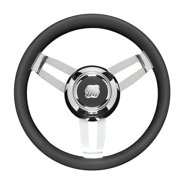 UFLEX GRIP BK LEATHER W/CHROME HUB 13.8" MOROSINI L/CH/B