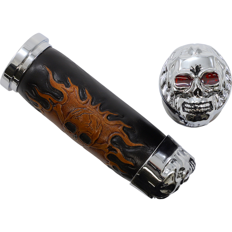DRAG SPECIALTIES SKULL GRIPS W/ RED EYES (PR) DS-243256