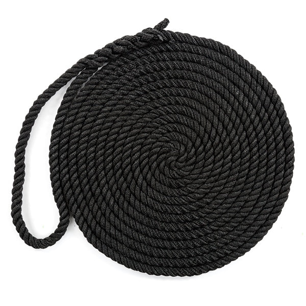 KIMPEX DOCK LINE 3/8"X25 3 STRAND TWIST NYL BK 52819