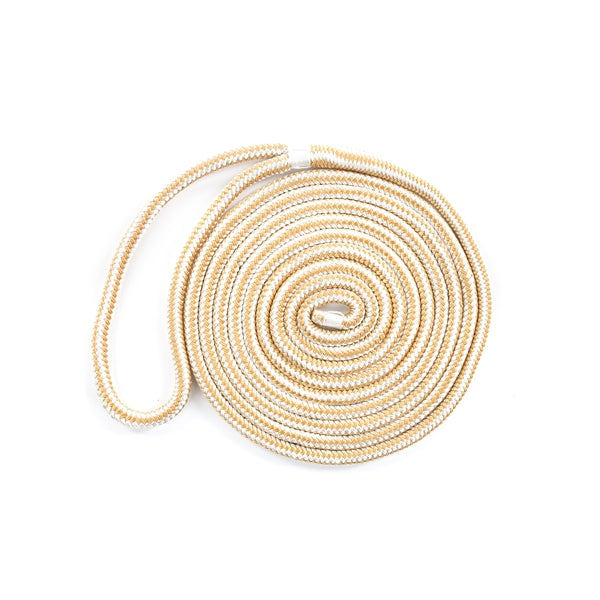 KIMPEX DOCK LINE 1/2"X15 DOUB BRAID NYL WH/GOL 52878