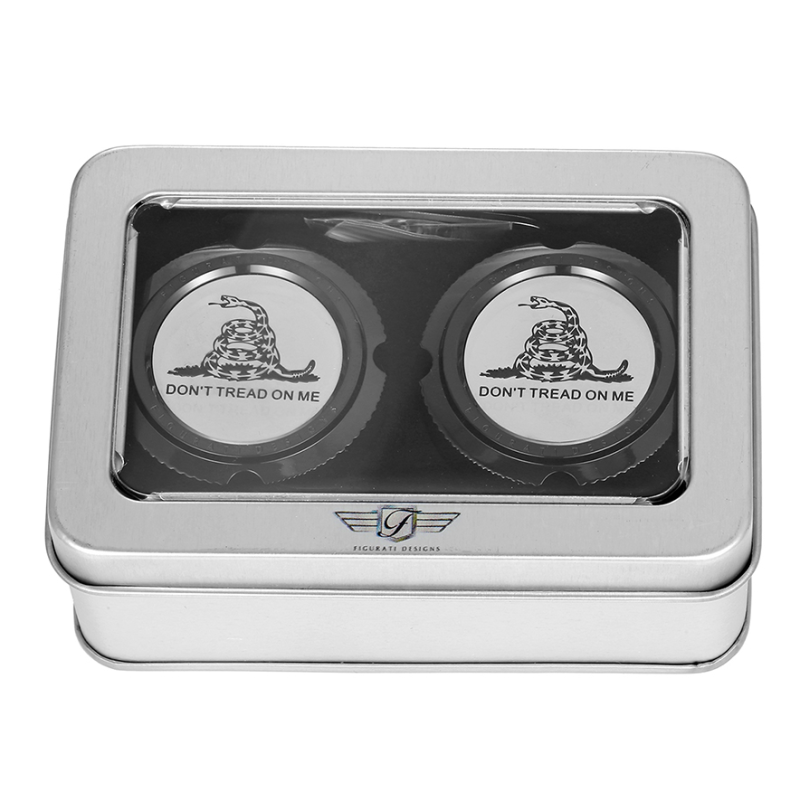 FIGURATI DESIGNS FRONT AXLE NUT COVERS BLACK WITH DON'T TREAD ON ME FD40-FAC-BLK