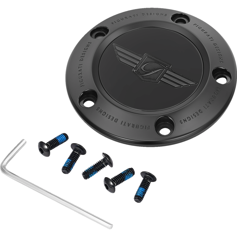 FIGURATI DESIGNS TIMING COVER BLACK WITH FIGURATI DESIGNS LOGO, 5-HOLE FD01-TC-5H-BLK