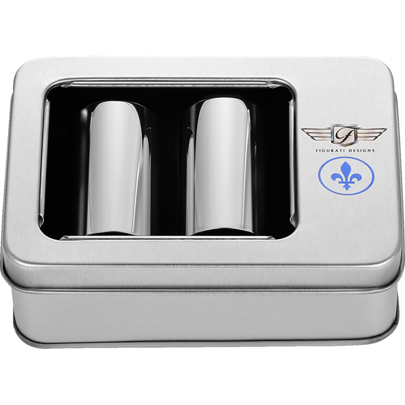 FIGURATI DESIGNS BLUE FLEUR-DE-LIS DOCKING COVERS SILVER 25X46MM FD05-25.2/46.5-SS